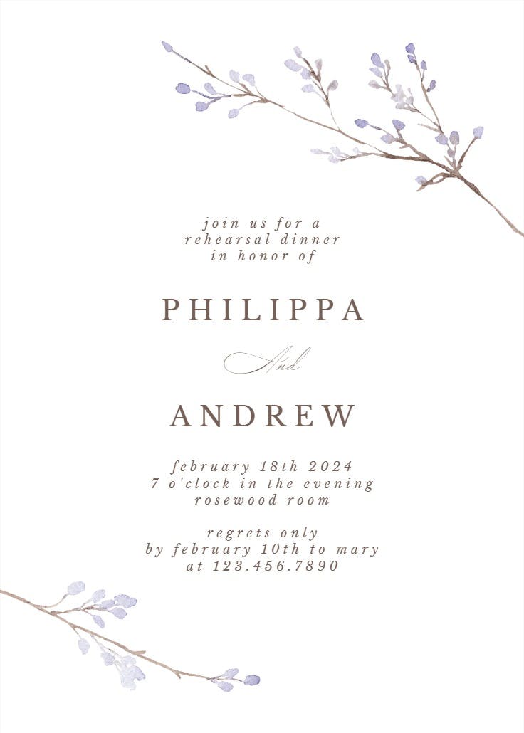 Minimalist peri - rehearsal dinner party invitation